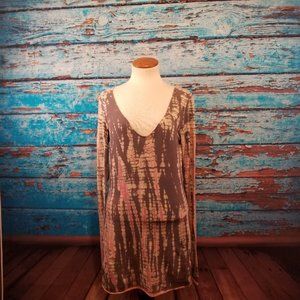 Hard Tail Tan, Coral and Brown lTie Dye Long Tunic